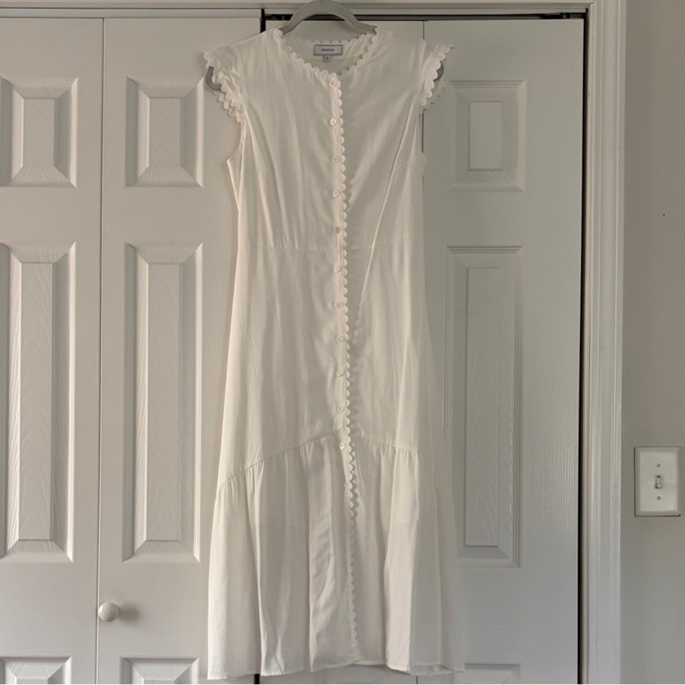 RIHOAS White Cap Sleeve Midi Dress